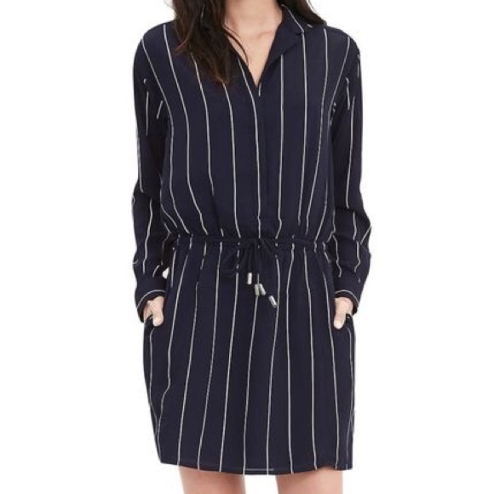 Banana Republic navy pinstripe dress